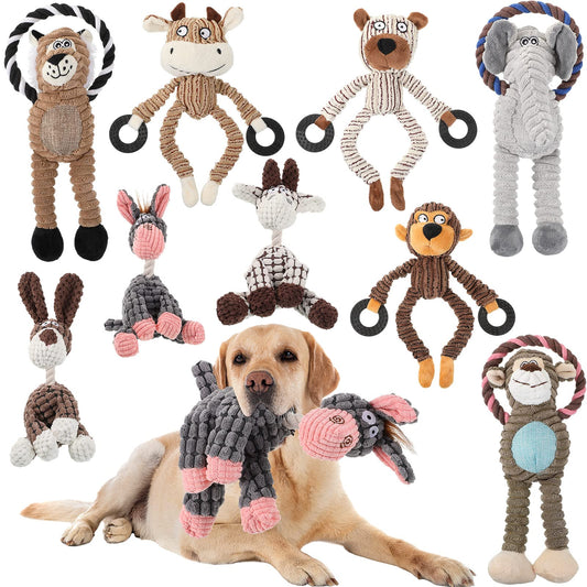 Honoson 9 Pcs Squeaky Plush Dog Toys Durable Cute Soft Dog Teething Toys Stuffed Animal Chew Toys Squeaky Plush for Puppy Small Medium Dogs for Dog (Cute Animal)