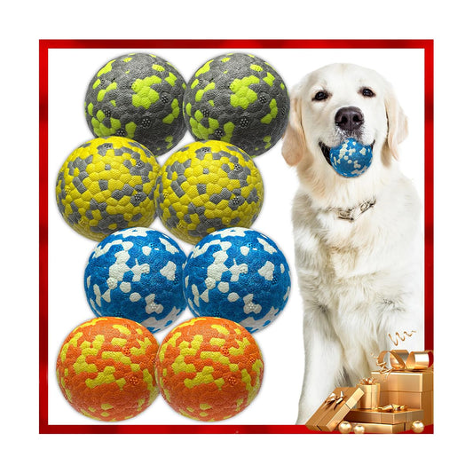 Mankoda 8Pcs Dog Balls Tennis Ball Toys for Aggressive Chewers Diameter 2.5 Water Toy Fetch Balls Durable Teething Chew Dog Toys Interactive Dog Balls for Small and Medium Dogs (8 Balls)